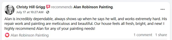 Verified five-star review for Alan Robinson Painting — screenshot 2